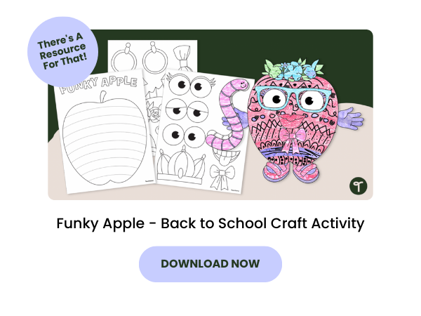 Funky Apple - Back to School Craft Activity with purple 