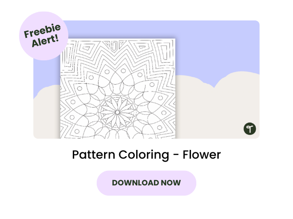 Pattern Coloring - Flower template with pink 