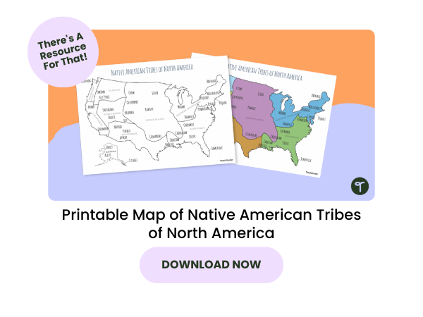 Printable Map of Native American Tribes of North America with pink 