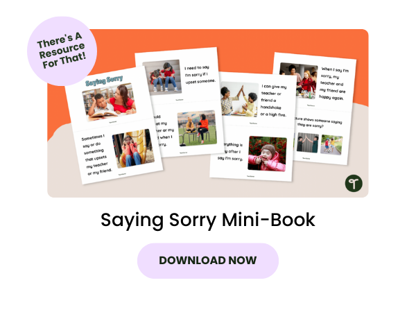 Saying Sorry Mini-Book with pink 