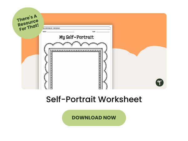 Self-Portrait Worksheet with green 
