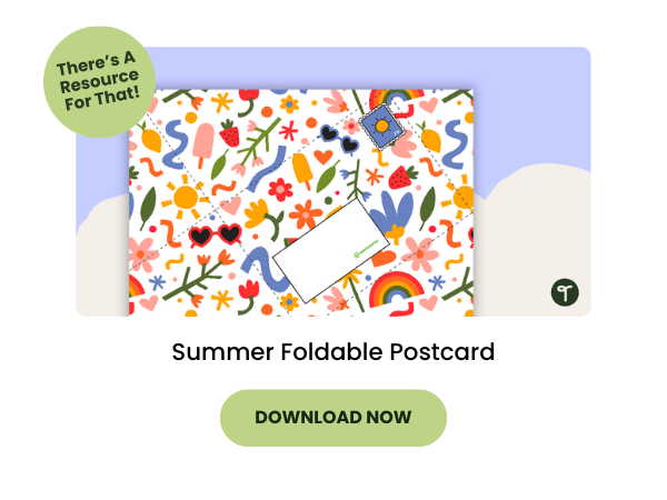 A primary school resource called 'Summer Foldable Postcard'