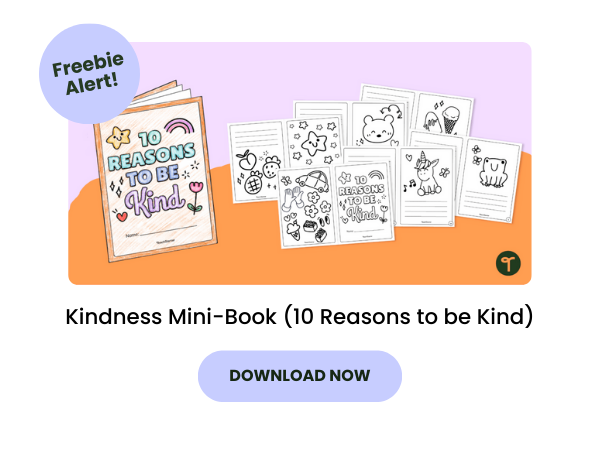 A primary school resource called 'Kindness Mini-Book (10 reasons to be kind)'