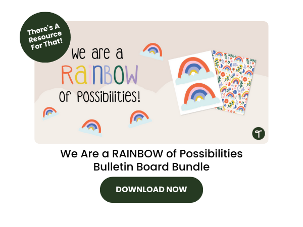 Rainbow of Possibilities Bulletin Board Kit with dark green 