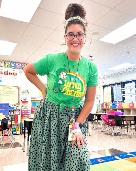 Teach in St. Patrick's Day outfit