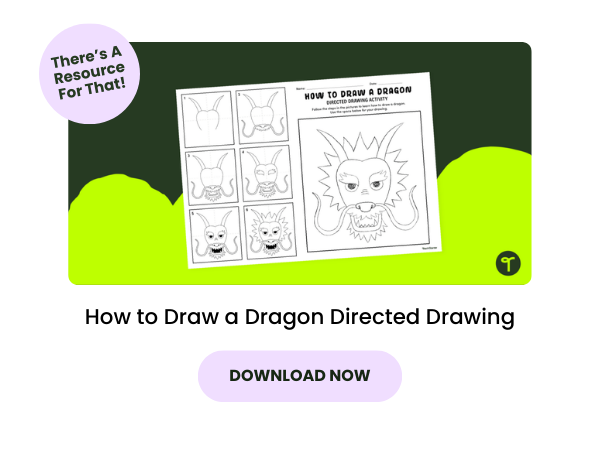 a primary teaching resource called 'How to Draw a Dragon Directed Drawing'