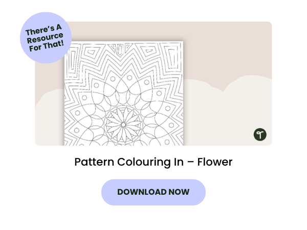 A primary school resource called 'Pattern Colouring In – Flower'
