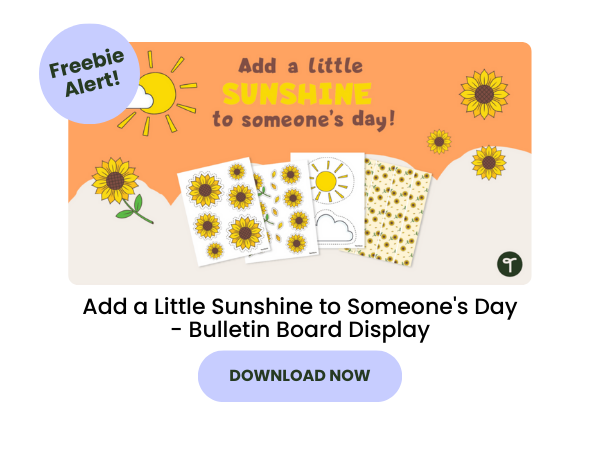 Add a Little Sunshine to Someone's Day - Bulletin Board Display with purple 