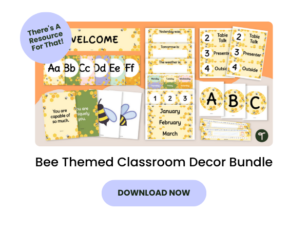 Bee Themed Classroom Decor Bundle with purple 