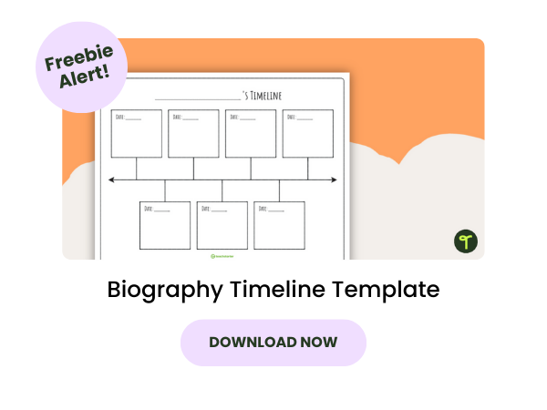 Biography Timeline Template with pink 