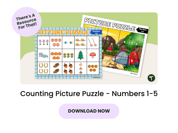 Counting Picture Puzzle - Numbers 1-5 with pink 