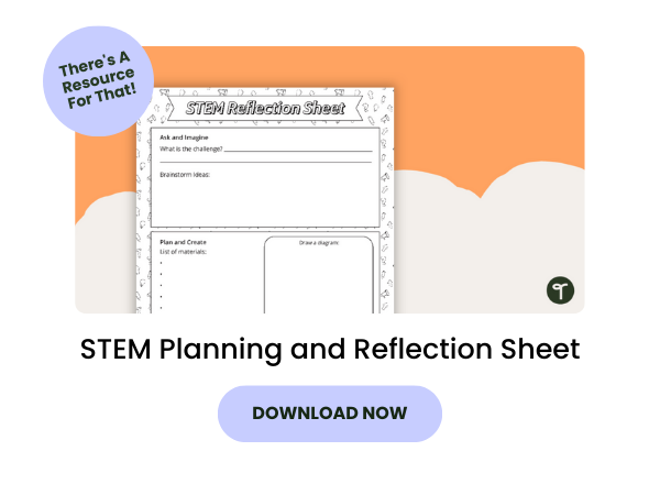 STEM Planning and Reflection Sheet with purple 