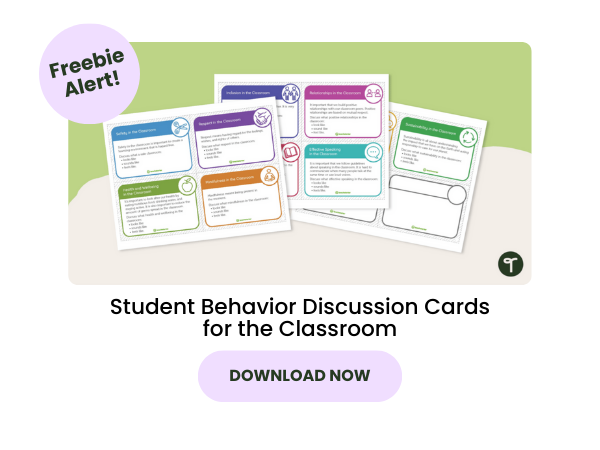 Student Behavior Discussion Cards for the Classroom with pink 
