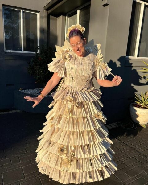 A 'Book Fairy' costume made of pages from a book