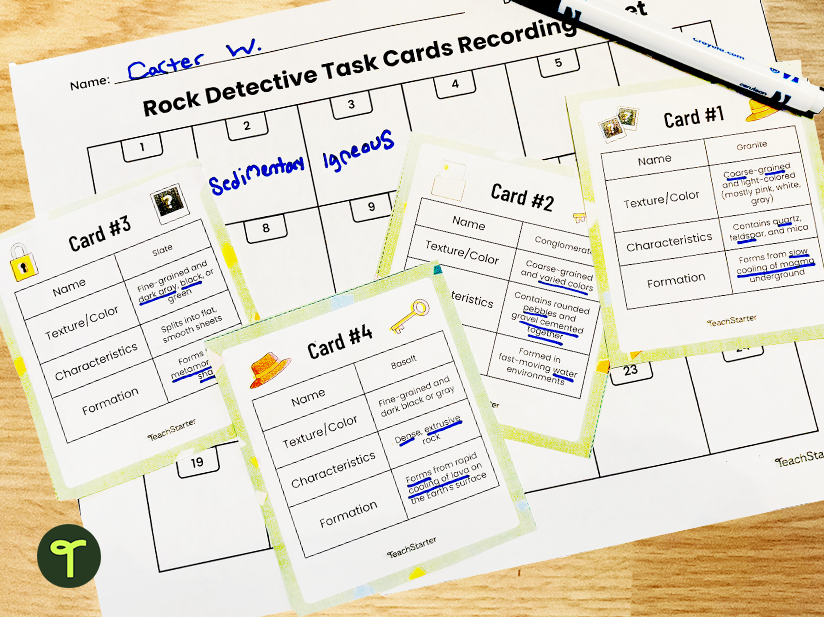 Classifying Rocks Activity for kids