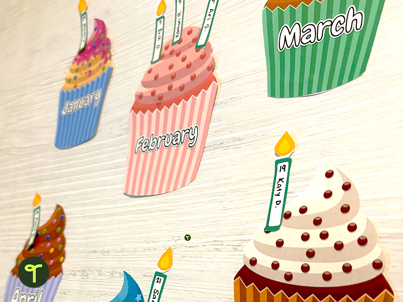 cupcake birthday chart for classroom