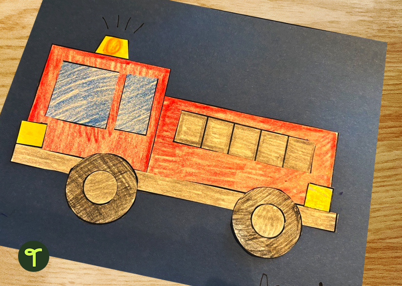 Shape Fire Truck Craft Template