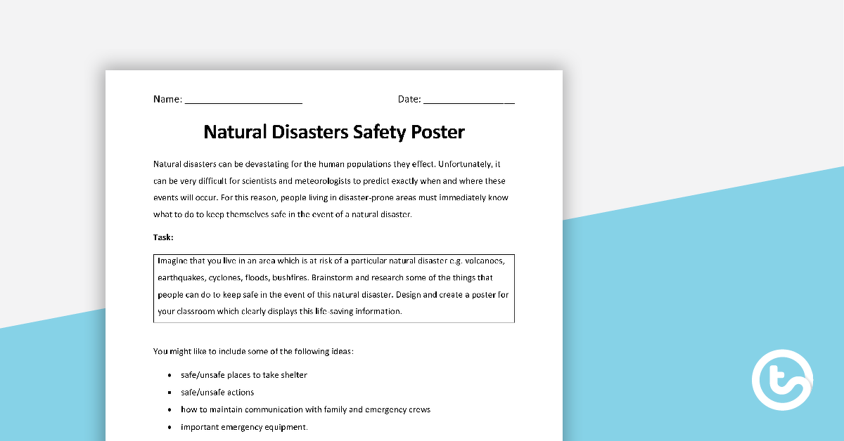 预览我age for Natural Disasters Safety Poster - teaching resource