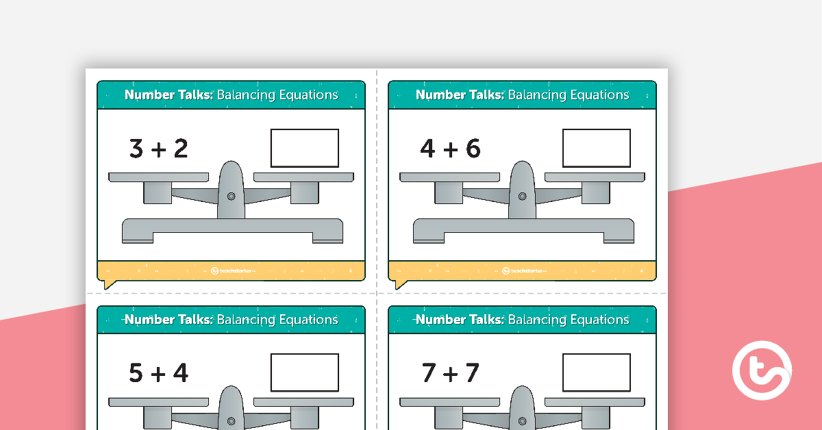 预览图像for Number Talks - Balancing Equations Task Cards - teaching resource