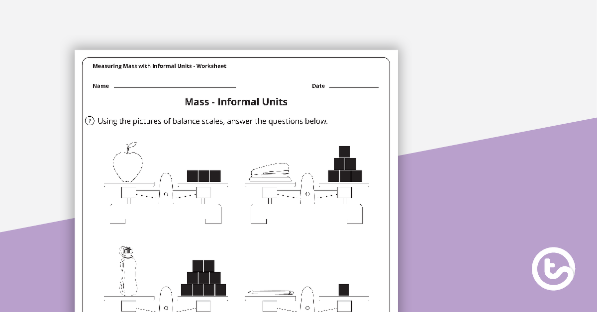 Preview image for Measuring Mass with Informal Units Worksheet - teaching resource