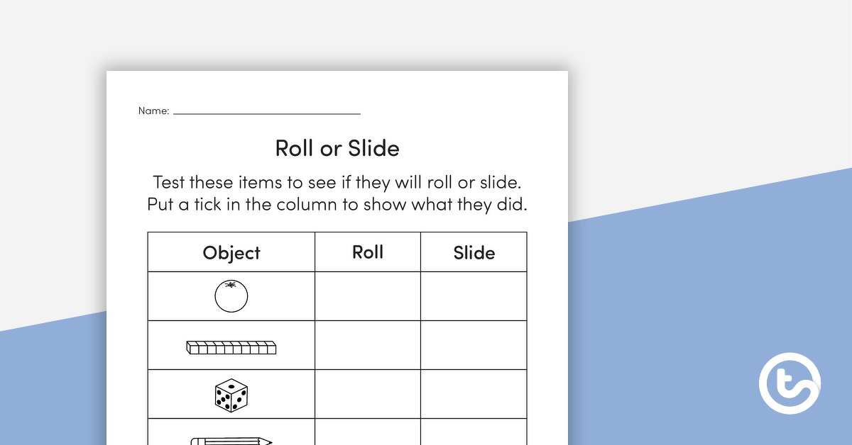 Preview image for Roll or Slide Investigation Worksheet – Recording Results - teaching resource