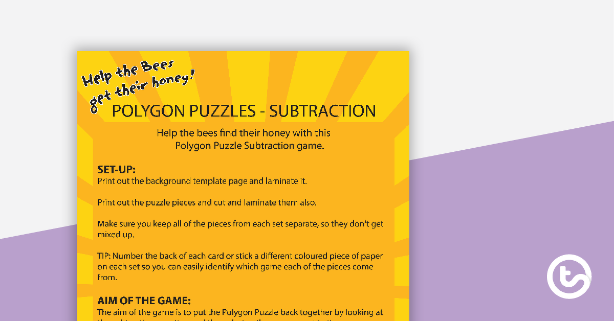Preview image for Polygon Puzzles - Subtraction - teaching resource
