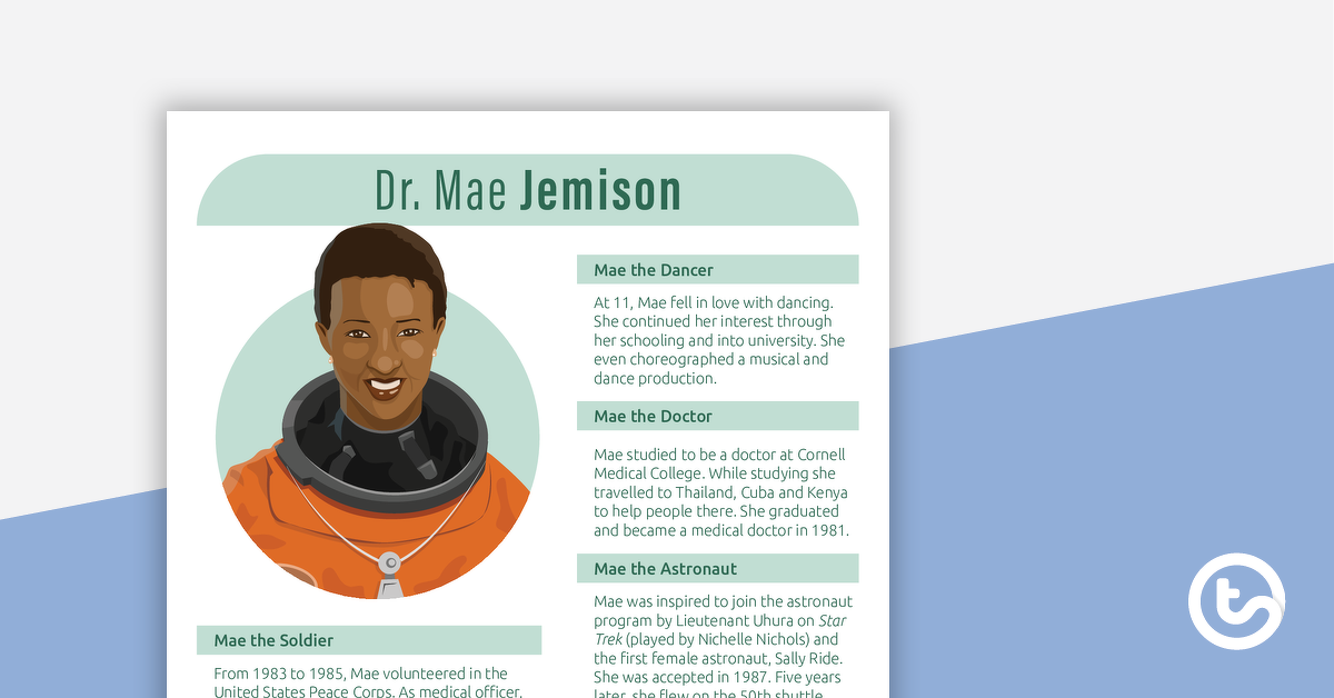 Preview image for Inspirational Woman Profile - Dr. Mae Jemison - teaching resource