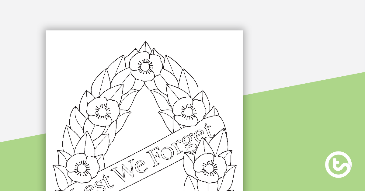 Preview image for 'Lest We Forget' Wreath Template - teaching resource