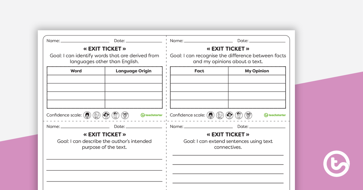 Preview image for Year 4 Literacy Exit Tickets – Worksheets - teaching resource