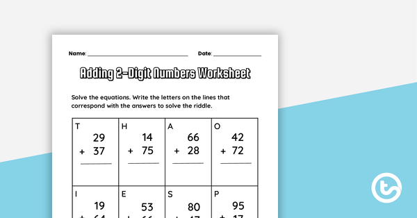 Preview image for Adding 2-Digit Numbers Worksheet - teaching resource