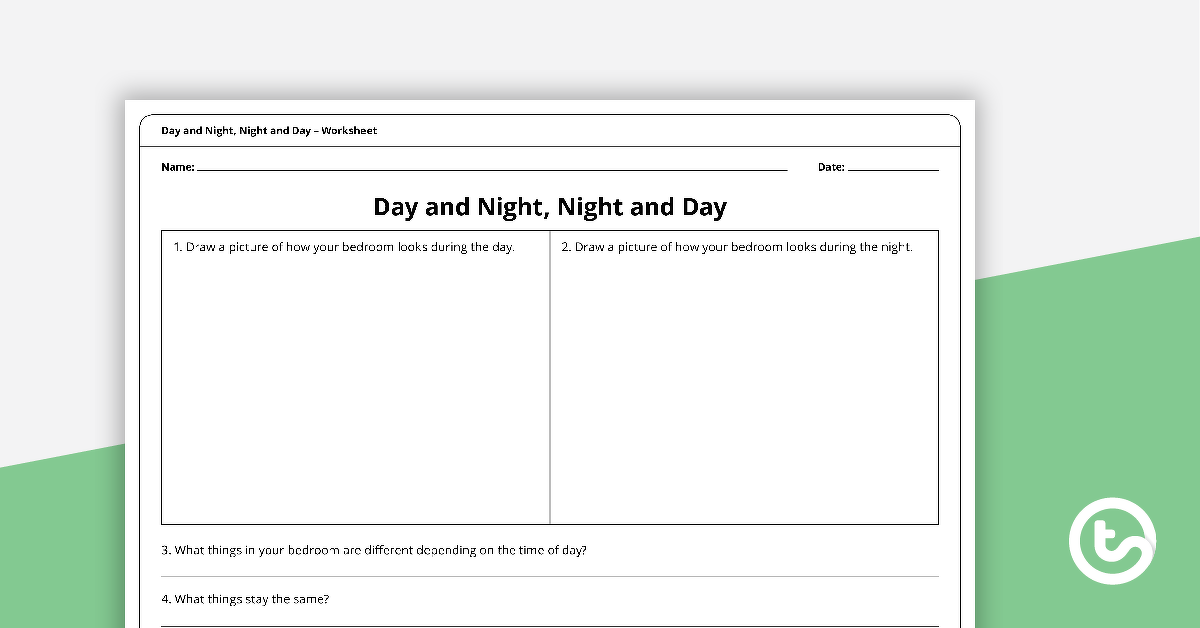 Preview image for Day and Night, Night and Day Worksheet - teaching resource