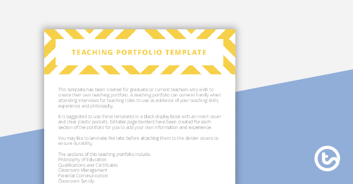 Preview image for Teaching Portfolio Template - Yellow - teaching resource