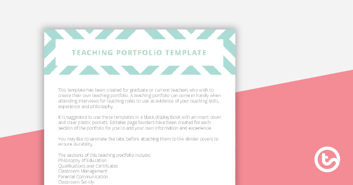 Preview image for Teaching Portfolio Template - Blue - teaching resource