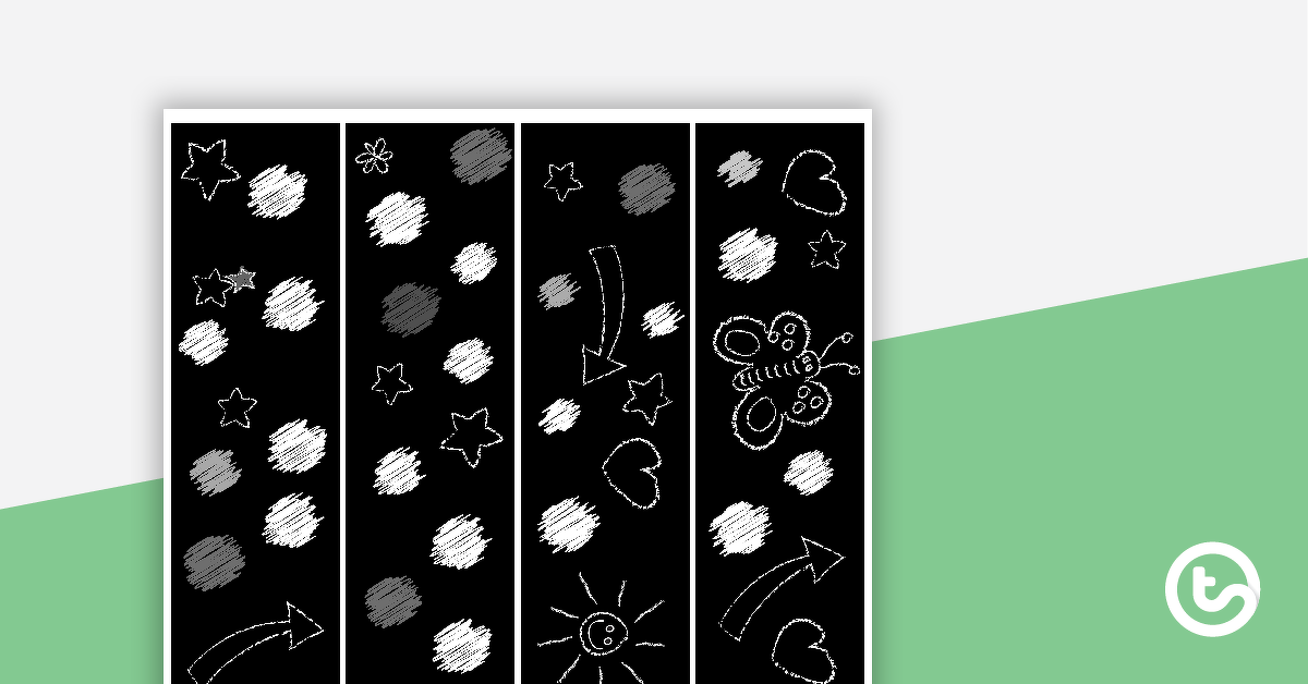 Preview image for Funky Chalkboard BW - Border Trimmers - teaching resource