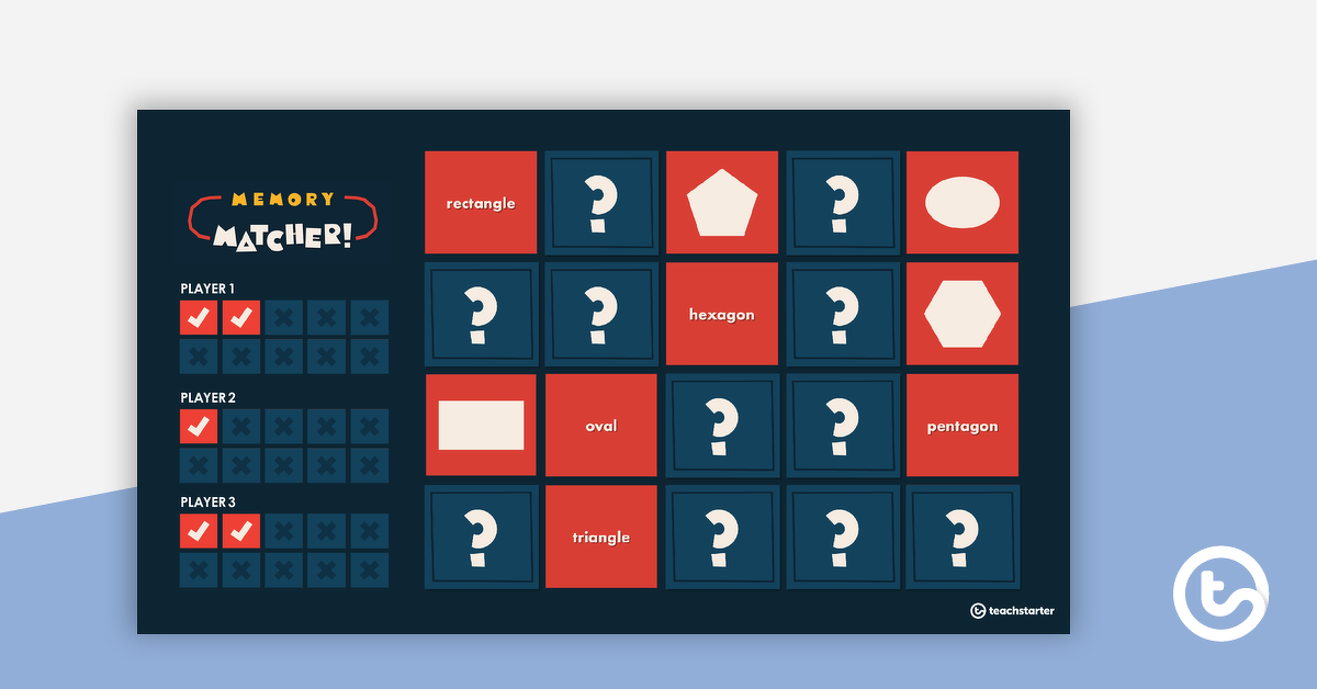Preview image for Memory Matcher PowerPoint – 2D Shapes - teaching resource