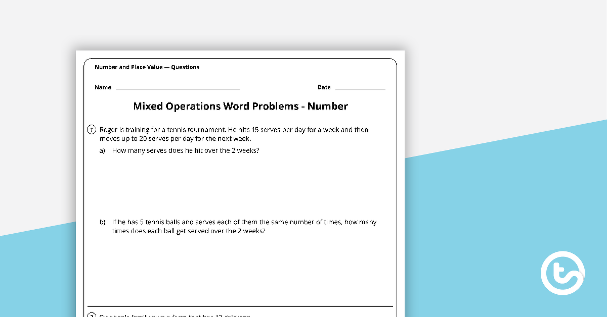 Preview image for Word Problem Worksheet - Number - teaching resource