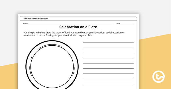 Thumbnail of Celebration on a Plate – Worksheet - teaching resource