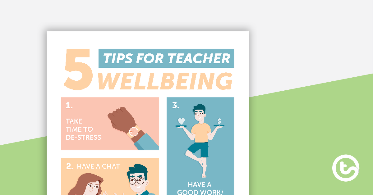 Preview image for 5 Tips for Teacher Wellbeing Poster - teaching resource