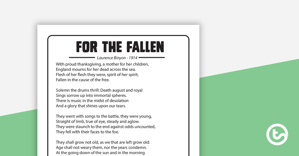 Preview image for For The Fallen - Poem - teaching resource