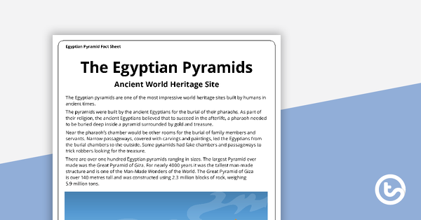 Preview image for The Egyptian Pyramids - Comprehension Task - teaching resource