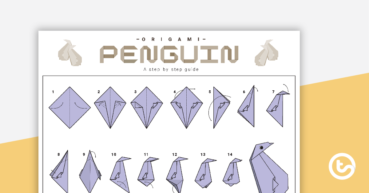 折纸企鹅的预览图像逐步说明 - 教学资源