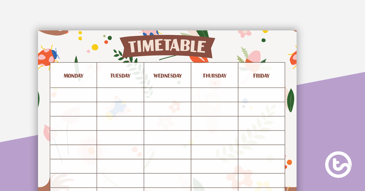 预览图像色彩鲜艳的昆虫– Weekly Timetable - teaching resource