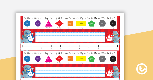 Preview image for Robots - Desk Plate Alphabet and Number Line - teaching resource