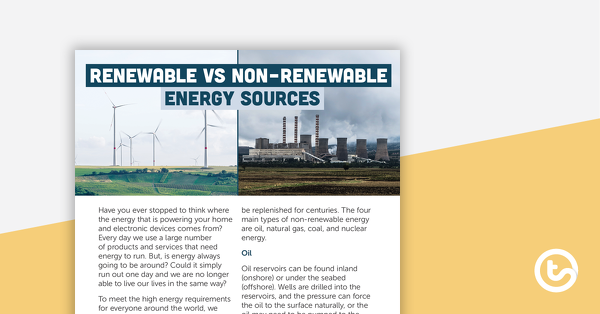 Preview image for Renewable vs Non-Renewable Energy Sources – Worksheet - teaching resource