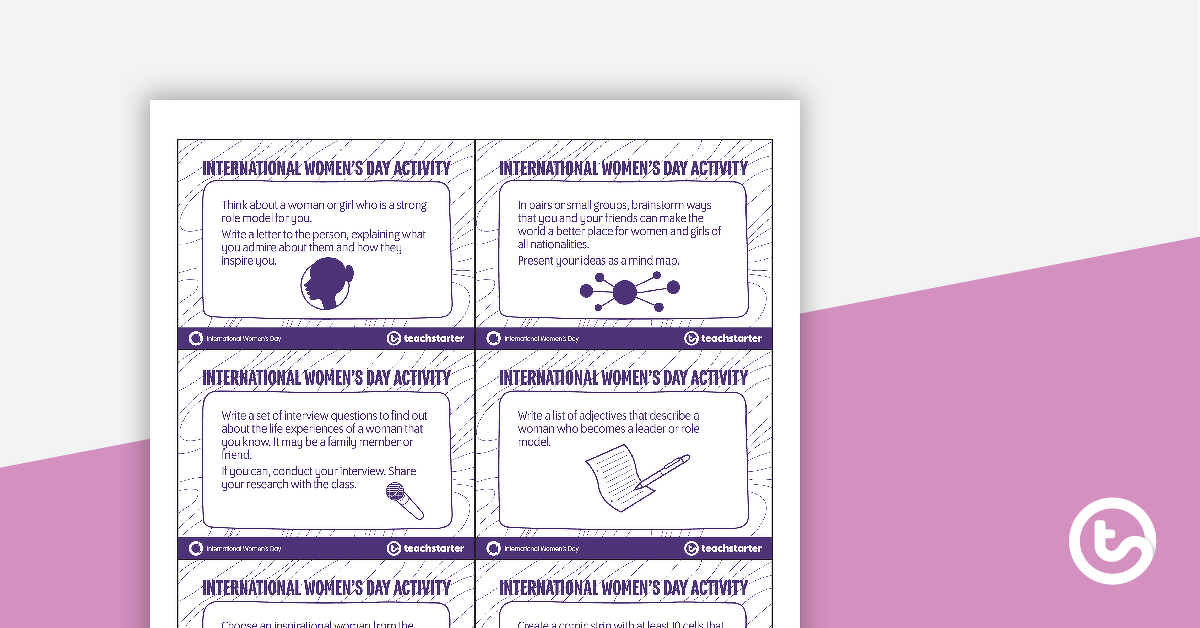 Preview image for International Women's Day Activity Task Cards - teaching resource