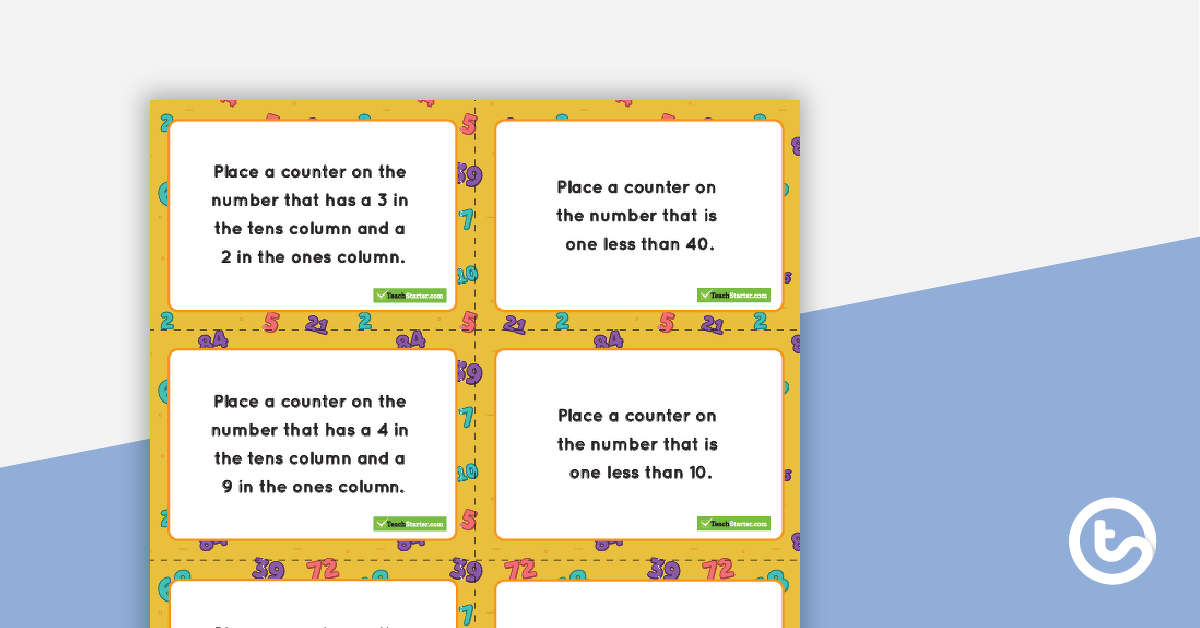 Preview image for Two-Digit Number Line Activity Prompt Cards - teaching resource
