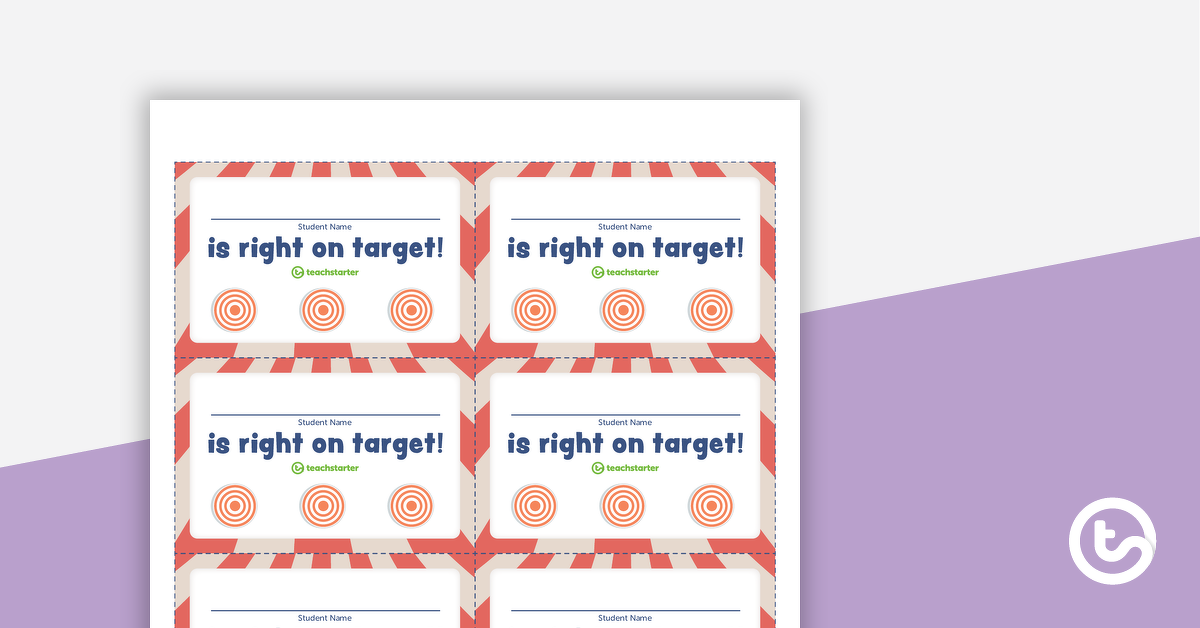 Preview image for Behavior Punch Card – Right on Target! - teaching resource