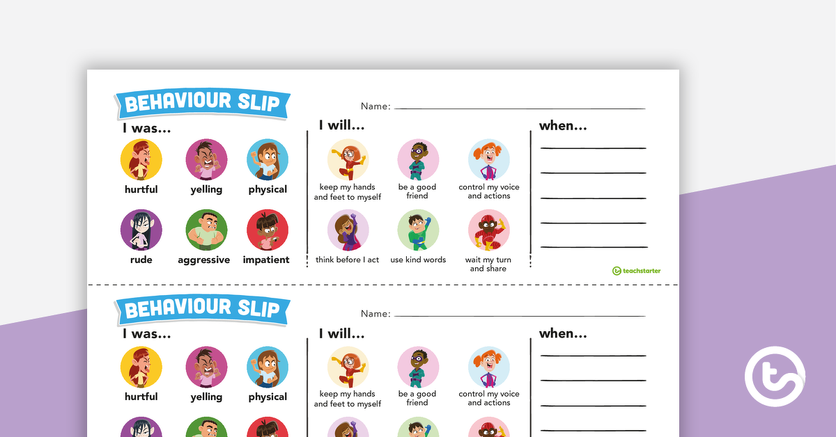 Preview image for Behaviour Slips – Lower Years - teaching resource