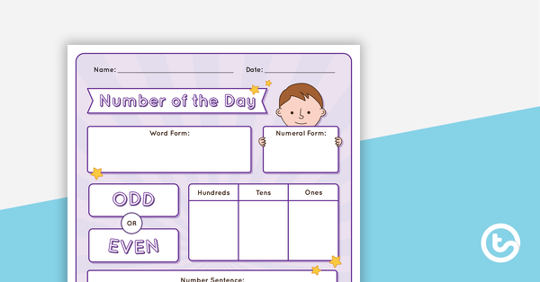 Preview image for Number of the Day - Worksheet - teaching resource