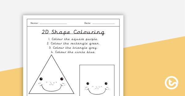 预览图像的2D形状着色工作表(4个形状)-教学资源